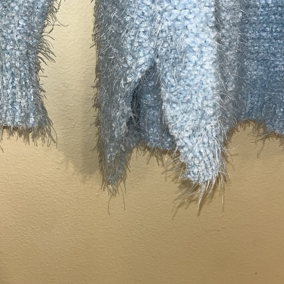 Altar’d State Baby Blue Fuzzy Sweater Side Slits SUPER SOFT! M/L - Picture 3 of 8
